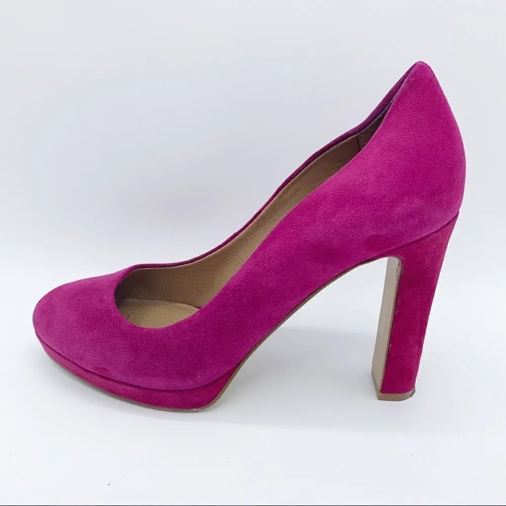 Tahari Brentwood Pink Bright Suede‎ Block Heels Size 8.5